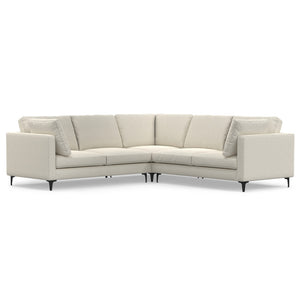 English Elm Ava Handcrafted Mid-Century Corner Sectional Sofa with Eco Performance Fabric, Seats 5 Comfortably Cream B136P199283