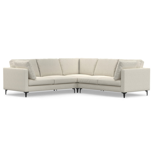 English Elm Ava Handcrafted Mid-Century Corner Sectional Sofa with Eco Performance Fabric, Seats 5 Comfortably Cream B136P199283
