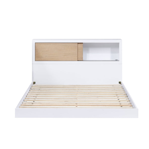 English Elm White Full Bed With Bookcase Headboard - Stylish Youth Furniture With Storage For Modern Bedrooms B011S01616-GIGA