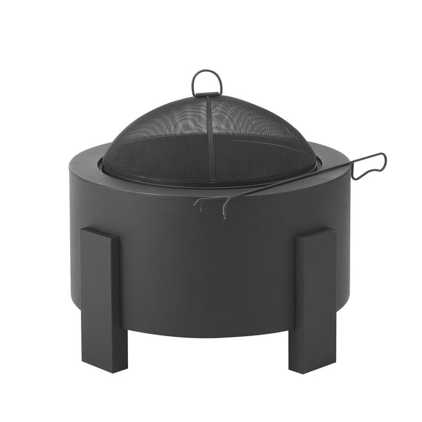 English Elm Flicker Steel Outdoor Fire Pit with Spark Screen and Powder Coated Rust Resistant Finish N772P357159B