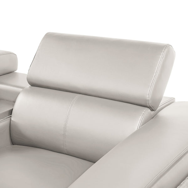 English Elm Nova Power Reclining Sectional with Bluetooth Audio Led Bar and Lift Top Wine Storage Gray B009S02166