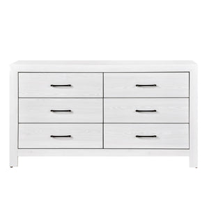English Elm Eby Six Drawer Wide Dresser White Finish Black Nickel Hardware Bedroom Storage B056P416879