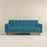 Ashcroft Furniture Benara Teal Velvet Sleeper Sofa - Mid-Century Modern with Storage