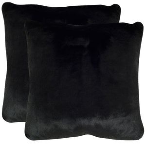 Safavieh Faux Black Mink Pillow Onyx DEC701A-2020-SET2