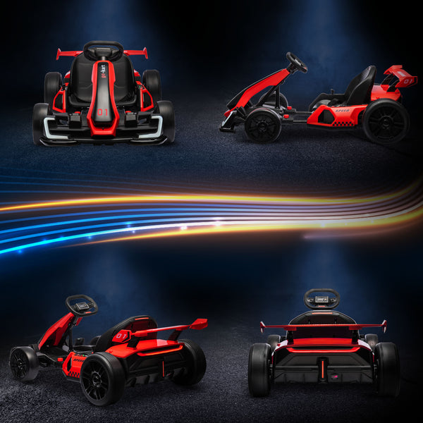 English Elm Aosom 24v Electric Go Kart Ride on Toy with Drifting Dual Motor and Adjustable Seat W2225P229479