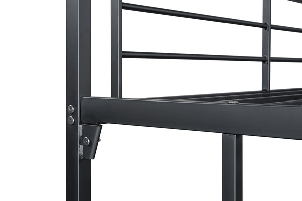 English Elm Contemporary Full Loft Bed With Twin Ladders, Durable Metal Frame, Stylish Black Finish For Space-Saving B2741S00304
