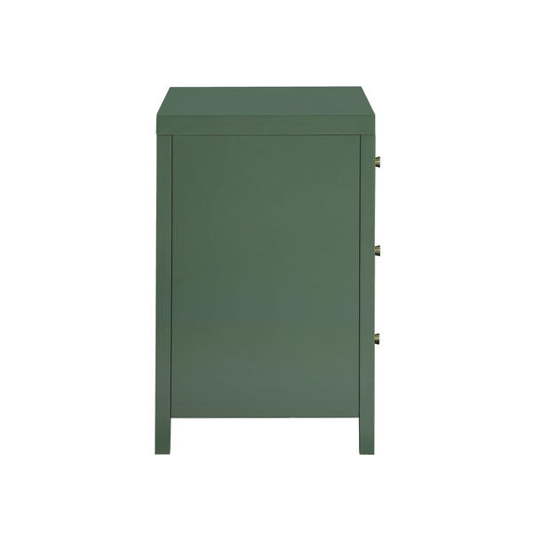 English Elm Nevarre 3-Drawer Nightstand with Brushed Gold Knobs, Solid Dovetail Drawers, No Assembly Needed Antique Green B050P376960