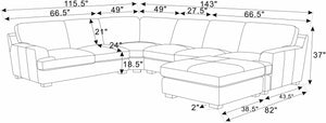 English Elm Leather Match Modular Sectional with Top-grain Upholstery and Flexible Open Plan Seating Ginger B2748S00030