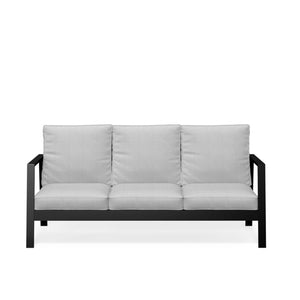 English Elm 75" Rust-proof Aluminum Outdoor Sofa with High-density Foam Cushions for Patio Lounging Black+ Gray B082P454996
