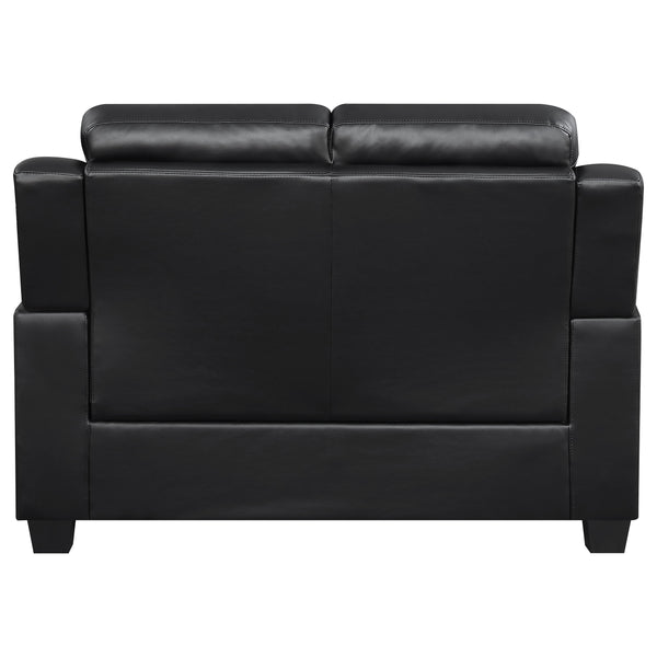 English Elm Castro Black 2-Piece Faux Leather Sofa And Loveseat Set - Stylish Comfort For Modern Living Spaces B062S01150