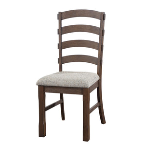English Elm Grey Ladder Back Side Chairs Set Of 2 - Rustic Brown Finish, Comfortable Upholstered Seating For Any Decor B062P182764