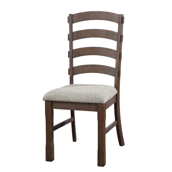 English Elm Grey Ladder Back Side Chairs Set Of 2 - Rustic Brown Finish, Comfortable Upholstered Seating For Any Decor B062P182764