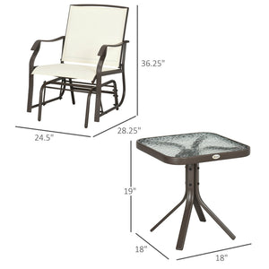 English Elm Outsunny 3-Piece Outdoor Glider Set: 2 Stylish Rocking Chairs & Glass Table For Patios & Gardens W2225P217096-GIGA