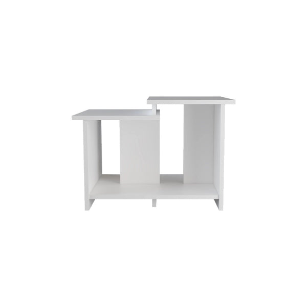 English Elm White Coffee Table With Open Shelves – Modern Minimalist Design For Organized Living Spaces B062P290252-GIGA