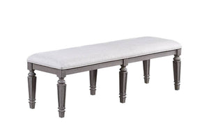English Elm Light Grey Upholstered Dining Bench with Foam Cushion Rubberwood Frame Seats Two B011P287309