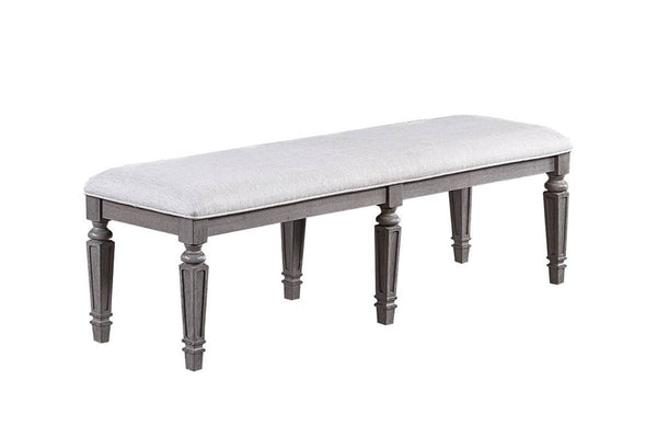 English Elm Light Grey Upholstered Dining Bench with Foam Cushion Rubberwood Frame Seats Two B011P287309