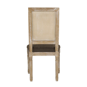 English Elm [set of 2] French Provincial Rubberwood Dining Chairs with Cane Back and Fluted Legs Brown N767P375346W
