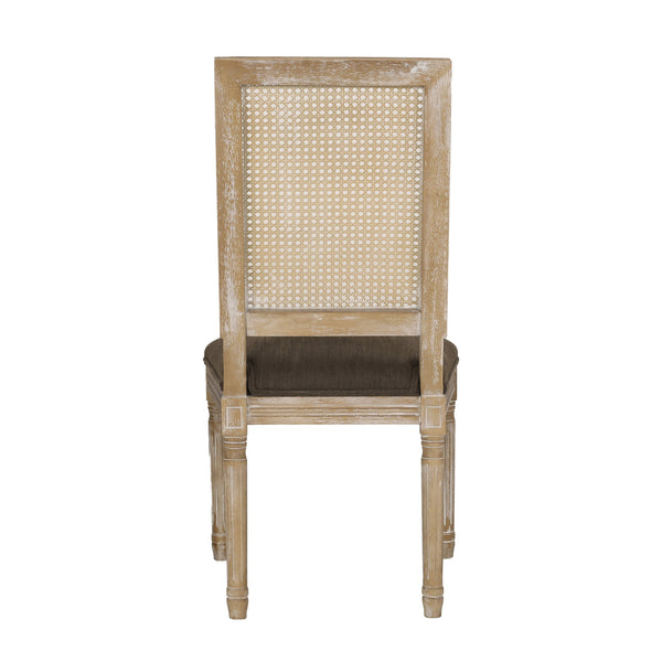 English Elm [set of 2] French Provincial Rubberwood Dining Chairs with Cane Back and Fluted Legs Brown N767P375346W