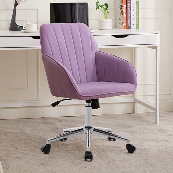 English Elm Ty Stylish Ergonomic Swivel Office Chair - Comfortable Lilac Velvet Design For Home & Work Spaces W2311P199116-GIGA
