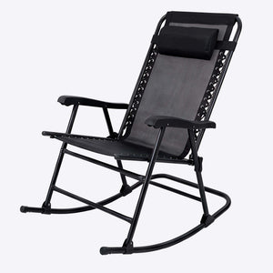 English Elm Patio Folding Rocking Chairs Set of 2 with Mesh Seat and Adjustable Headrest W5159P451092