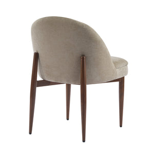 English Elm Christopher Knight Home® - Fabric Chenille Upholstered Iron Dining Chair with Ergonomic Curved Back, Plush Cushioning, Durable Frame Light Camel,Walnut 27.25 L x 24 W x 22.5 H N776P272026M