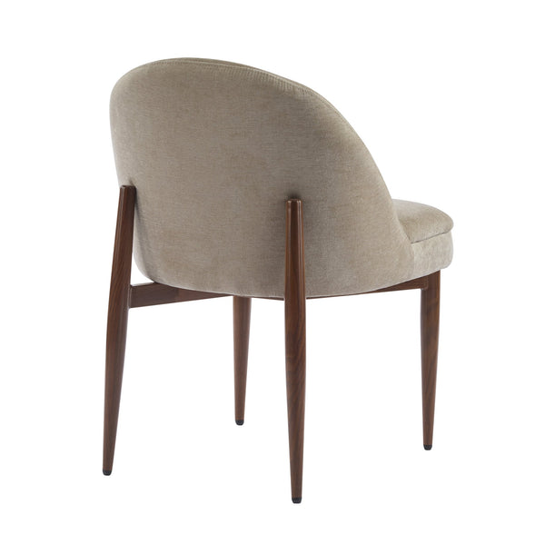 English Elm Christopher Knight Home® - Fabric Chenille Upholstered Iron Dining Chair with Ergonomic Curved Back, Plush Cushioning, Durable Frame Light Camel,Walnut 27.25 L x 24 W x 22.5 H N776P272026M