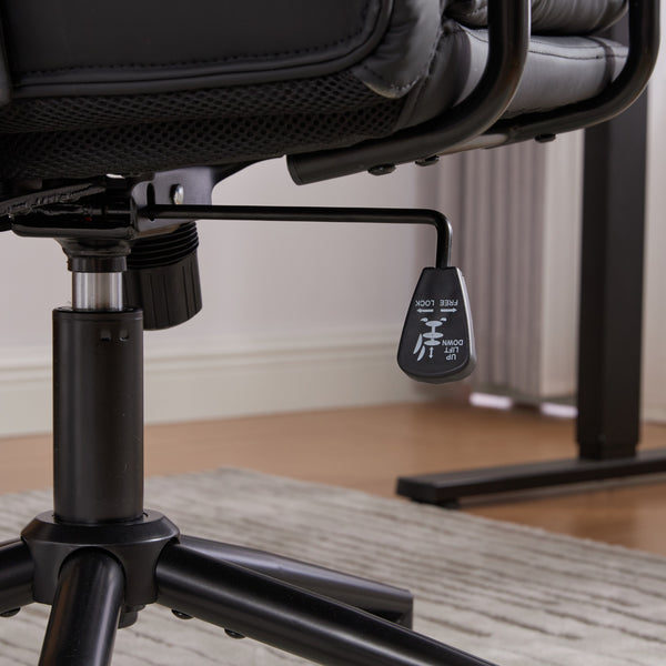 English Elm Office Ergonomic Mid-Back Chair with Double Sponge Cushions, Reclining 40° Base, Padded Arms and Wheels Black W1143P373974