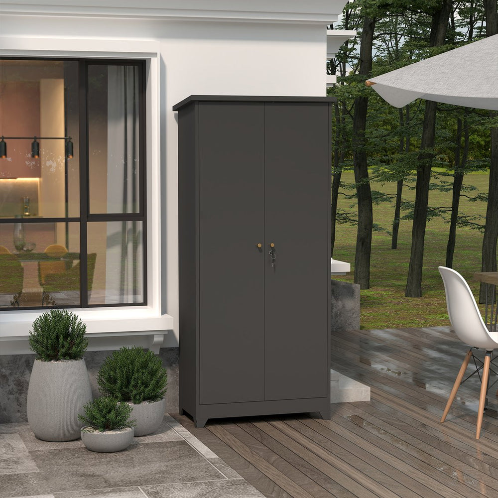 English Elm Outdoor Weatherproof Tall Vertical Storage Cabinet with Adjustable Shelves for Patio T3625P434236