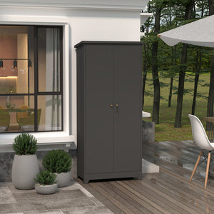 English Elm Outdoor Weatherproof Tall Vertical Storage Cabinet with Adjustable Shelves for Patio T3625P434236