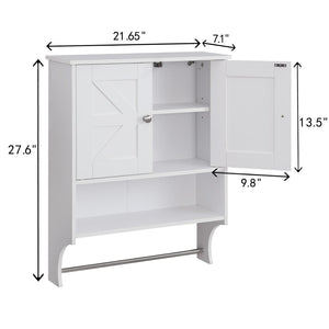 English Elm Over Farmhouse Bathroom Storage Cabinet with Two Doors and Adjustable Shelves for Small Spaces White 31 L x 13.3 W x 5.5 H W3151P345793