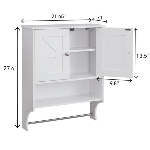 English Elm Over Farmhouse Bathroom Storage Cabinet with Two Doors and Adjustable Shelves for Small Spaces White 31 L x 13.3 W x 5.5 H W3151P345793