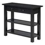 English Elm Trexm Retro Console Table With Drawer and Two Sturdy Shelves For Entryway, Living Room (Black)