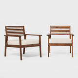 Modern Outdoor Zander Club Chair Set of 2 - Stylish Dark Brown Acacia Wood for Your Patio Retreat