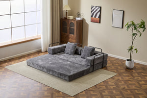 English Elm Floor Couch - Convertible Chenille Sofa Bed With Plush Back Support, Ideal For Living Rooms & Dorms W3723P344039