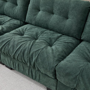 English Elm Modular Cloud Sectional Sofa Flannelette Deep Seat Couch for Living Room with Pillows Green W2120S00031