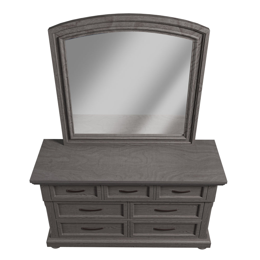 English Elm Modern Antique Gray Dresser with Ornate Handles and Round Legs for Bedroom Storage B011P448869