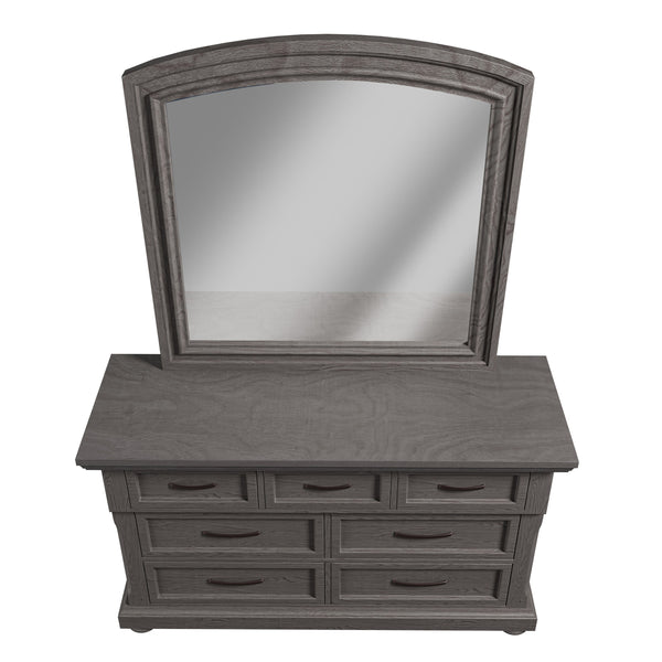 English Elm Modern Antique Gray Dresser with Ornate Handles and Round Legs for Bedroom Storage B011P448869
