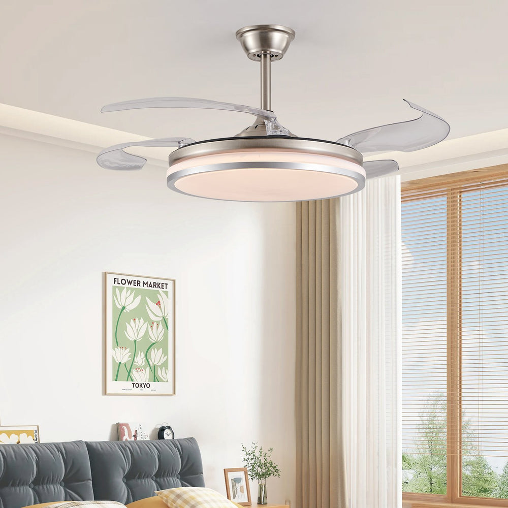 English Elm 42 Inch Modern Led Ceiling Fan With Remote, Retractable Blades, 6 Speed, Silent Dc Motor For Any Room W2312P374996