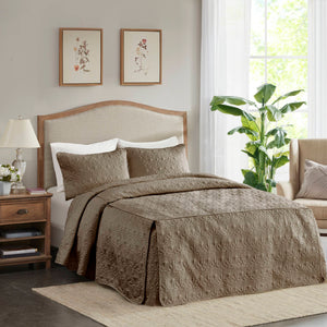 JLA Home Madison Park - 3 Madison Park Quebec Quilted Bedspread Set with Split-Corner Pleats, Box Stitching & Antimicrobial Protection Khaki MP13-6478