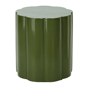English Elm High-gloss Sculptural Outdoor Side Table Mgo Weather Resistant Patio Accent Green N768P371797G