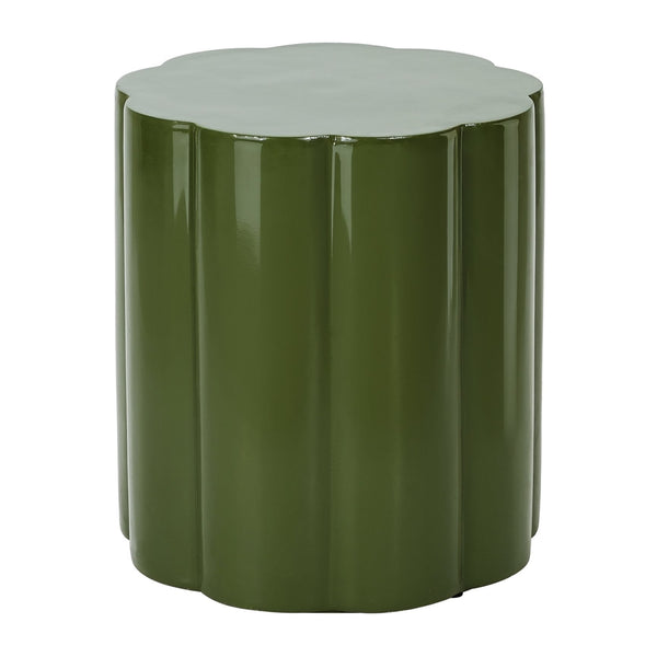 English Elm High-gloss Sculptural Outdoor Side Table Mgo Weather Resistant Patio Accent Green N768P371797G