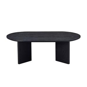 English Elm Length 39.37 Inch Modern Coffee Table,Mdf Oval Coffee Table For Living Room,Small Coffee Table With Sturdy Pedestal For Apartment,Bedroom,Black