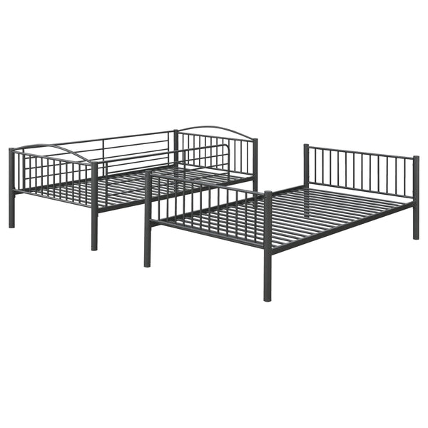 English Elm Anson Gunmetal Twin Over Twin Bunk Bed with Sturdy Steel Slats, Durable Metal Frame, Sleek Industrial Style B062P344917