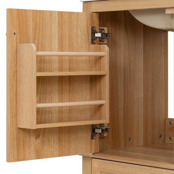 English Elm [video] 30 Inch Freestanding Bathroom Vanity White Mdf Pine Legs Ceramic Sink Soft Close N759P394441N