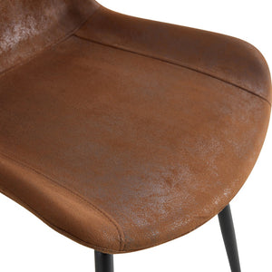 English Elm Table and Chair Set Wood Grain Mdf Top Six Seat Dining with Brown Suede Upholstered Chairs W1151S01954