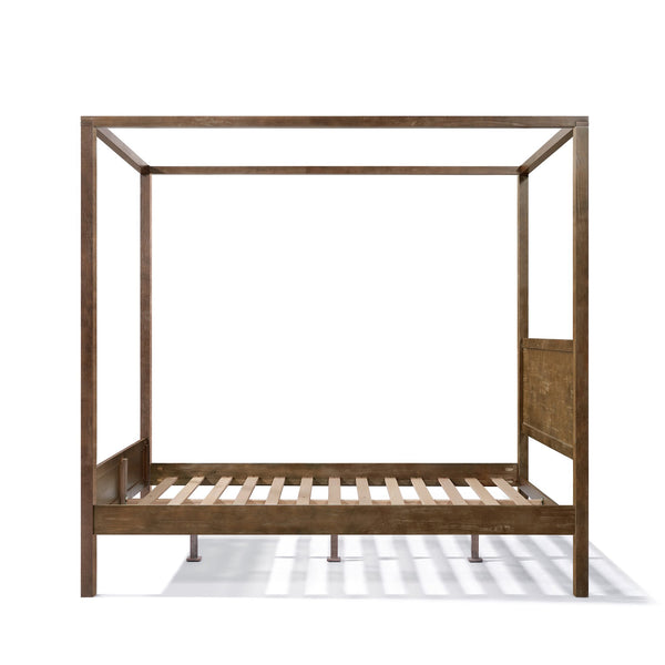 English Elm Christopher Knight Home® - Queen Solid Antique Oak Canopy Bed Frame with High-Density Slats, 800lb Support & 10" Storage Clearance N758Q877980N