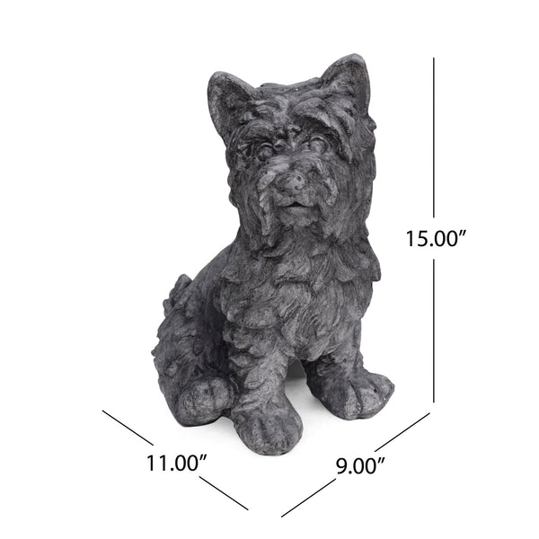English Elm Christopher Knight Home® - CRICKET Terrier Cast Stone Garden Statue in Antique Gray Finish — Durable Outdoor Accent, 15"H 65285.00GRY