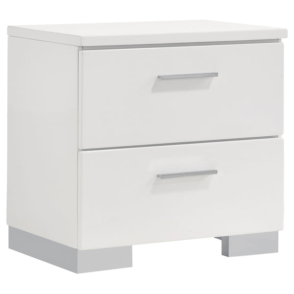 English Elm Dulcey White High Gloss 5-Piece Twin Bedroom Set With Led Headboard & Ample Storage Solutions B062S01339