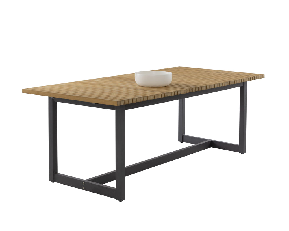 Sunpan Geneve 80" to 104" Extension Dining Table - Elegant Teak Wood & Durable Aluminum for Outdoor Spaces