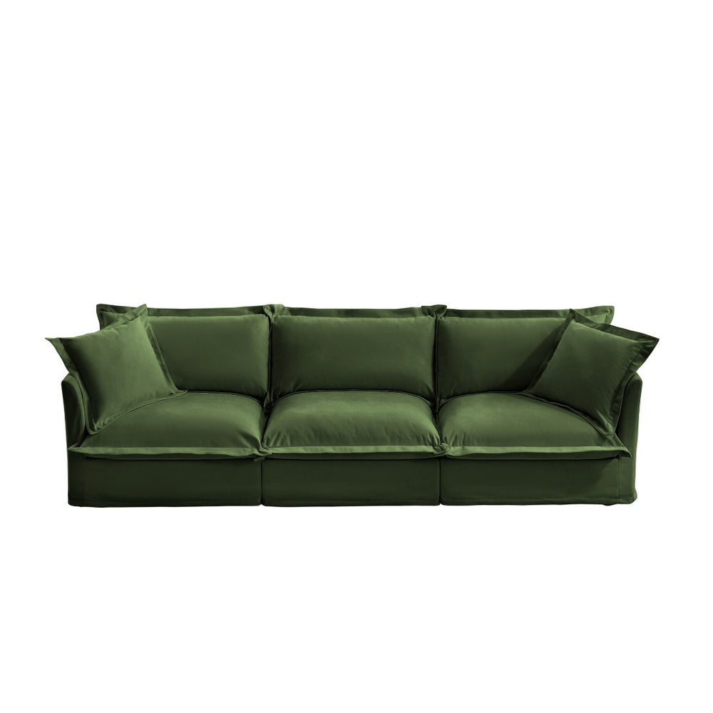 English Elm Slipcovered Modern 3-Seater Sofa - Plush Chenille Fabric Couch With Removable Covers & Big Pillows W3041S00051-GIGA